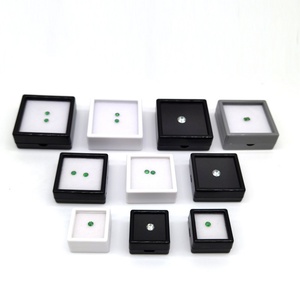 Boîte de présentation carrée simple en acrylique transparent à surface annulaire, en mousse à mémoire de forme monocouche, pour pierres précieuses en vrac et diamants bruts, anti-poussière - Product Image 6