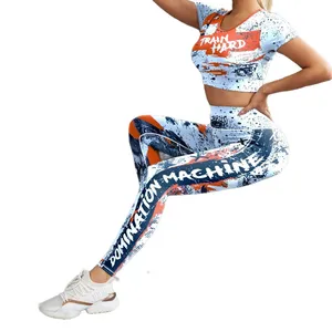 Conjuntos de Yoga para <span class=keywords><strong>Mujer</strong></span>, Personalizados, de Cintura Alta, Secado Rápido, Estampados, con Efecto Levanta Glúteos, Resistentes a las Sentadillas, de Nailon y Spandex, <span class=keywords><strong>Ropa</strong></span> Deportiva para Gimnasio, Fitness y Running - Product Image 5