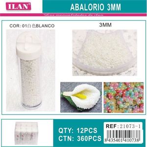 Perline bianche ILAN Abalorio da 3 mm per la creazione di gioielli, 12 pezzi per tubo - Product Image 3