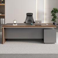 Ensemble de bureau de direction avec chaise - Design minimaliste moderne en bois, tiroirs, armoires latérales verrouillables, bibliothèque pour usage commercial
