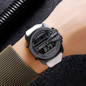 Skmei Digital Watch Men Black Silicone Strap 50M Waterproof Dual Time Countdown Timer Sport Watch - Product Image 3