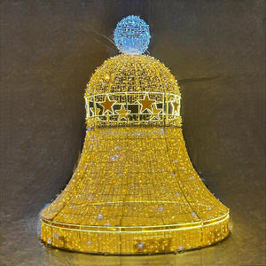 Motivo Navideño de Campanas con Luces LED 3D para Exteriores, Ideal para Iluminación Comercial de Patios y Festivales - Product Image 4