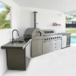 Parrilla <span class=keywords><strong>de</strong></span> barbacoa <span class=keywords><strong>de</strong></span> Gas para exteriores <span class=keywords><strong>de</strong></span> diseño moderno con horno <span class=keywords><strong>de</strong></span> Pizza, quemador lateral, nevera para diversión familiar, cocina <span class=keywords><strong>de</strong></span> <span class=keywords><strong>esquina</strong></span> al aire libre - Product Image 3