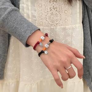 Sterling Silver Couple <b>Bracelet</b> Red Black <b>Rope</b> Braid Unisex Gift Jewelry for Snake Year Born - Product Image 2