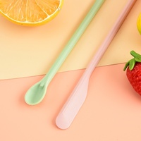 Ensemble de 3 mini-racloeurs multifonctionnels en silicone - Spatule à long manche pour bouteilles cosmétiques, confiture et fond de teint liquide