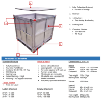 Caisse de palette en acier thermolaqué pliable, conteneur solide pour stockage en entrepôt