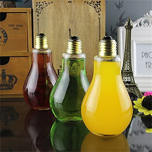 MAYSURE Ampoule en plastique de qualité alimentaire pour jus de fruits et boisson, <span class=keywords><strong>bouteille</strong></span> d'ampoule pour décoration de mariage, vacances, paille dorée - Product Image 4