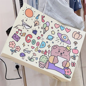 Bolsa de compras Kraft ecológica de lujo personalizada, bolsa de ropa blanca con estampado colorido y asa para promociones, logotipo personalizado - Product Image 1