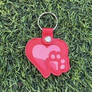 Wholesale Pu Leather Heart Shape Paw Print Photo Keychain Custom <b>Memorial</b> <b>Gift</b> Pet Lover Keyring Accessory - Product Image 6