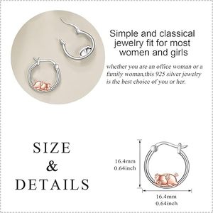 Aretes de Cerdo Lindos y Divertidos a Precio de Fábrica al por Mayor, Aretes de Cerdo del Zodiaco en Oro Rosa, Aretes de Plata de Ley 925 Súper Dulces - Product Image 5