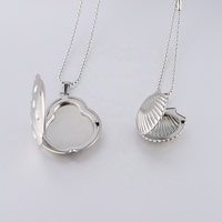 Kalung Liontin Desain Kupu-kupu dan Buku Bentuk Hati Elips Lingkaran Gaya Trendi Bahan Stainless Steel