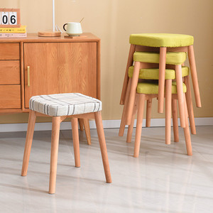4 Legged square Shape Bench KD <strong>Wood</strong> <strong>Stool</strong> With Removable Cover - Product Image 3