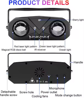 Projecteur laser 3-en-1 EMS-38 Ciel étoilé et Ondes océaniques, Lumières de fête, Télécommande, Contrôle vocal, Stroboscope auto-propulsé, Couleurs réglables