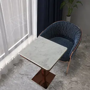 Focus on project tavolino da caffè in marmo quadrato bianco carrara personalizzato da 60cm