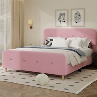 Cadre de lit contemporain à pieds arrondis avec dossier capitonné doux pour des designs de meubles raffinés pour chambre parentale