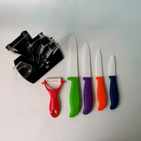 Ensemble de couteaux en céramique avec éplucheur et support en acrylique, couteaux de 6 pouces, 5 pouces, 4 pouces, 3 pouces, emballage personnalisé