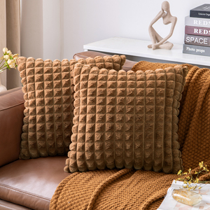Capa de almofada de pele sintética macia de cor pura de luxo personalizada almofadas quadradas para cama de carro decoração de casa capas de almofada de pele sintética - Product Image 4