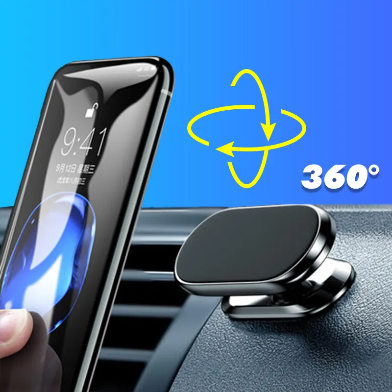 360 di rotazione Universale In Metallo Strip-Tipo Magnetico Mini Telefono Mobile Delle Cellule Air Vent di Bloccaggio Supporto per Auto