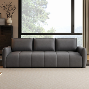 Juego de Sofás Seccionales de Cuero Beige Nórdico para Apartamentos Pequeños, Forma Rectangular, Dos Plazas con Relleno de Esponja, Sofá para Sala de Estar - Product Image 4