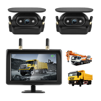 Kit Caméra de Recul Sans Fil Numérique 5 Pouces avec Moniteur DVR Quad AHD, Étanche, Magnétique, Recharge Solaire, Batterie 9600mAh pour VR et Camion