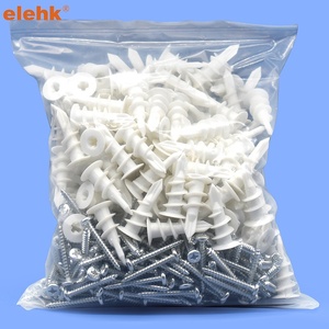 Anclaje de Nailon Autoperforante Elehk de 15*33 mm para Paneles de Yeso con Tornillos Autorroscantes, Tapón de Nailon Plástico, 100 Anclajes + 100 Tornillos - Product Image 1