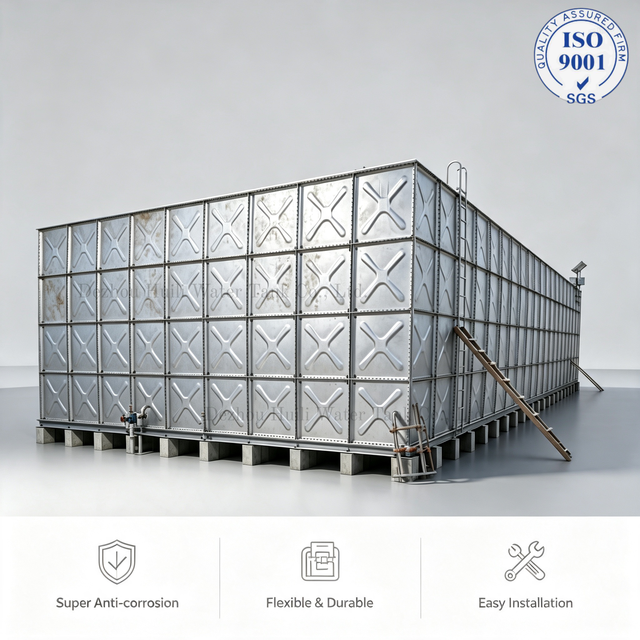 HDG Hot Dipped Galvanized Steel Sectional Water Storage Tank Bolted Assembled Water Tank for Industrial Water Storage