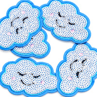Patch brodé de paillettes motif nuage mignon, thermocollant, design ciel, pour décoration de vêtements DIY