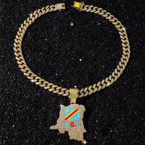 Collar con Colgante de Mapa de la República Democrática del Congo, Chapado en Oro de 14K, Aleación de Zinc, Esmalte de Color, Diseño Cultural Africano, Estilo Casual/Deportivo - Product Image 4