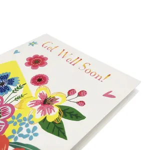 थोक अनुकूलित चमक फूल सोने की पन्नी सहानुभूति ग्रीटिंग कार्ड अच्छी तरह से प्राप्त जल्द ही कार्ड