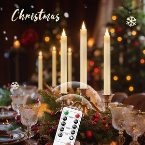 Venta al por mayor, listo para enviar: Juego de 6 velas LED cónicas recargables con efecto de llama 3D parpadeante, control remoto, temporizador y <span class=keywords><strong>base</strong></span> de carga. - Product Image 2