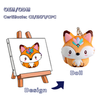 Porte-clés animaux en peluche personnalisés, petite poupée renard animée, jouet en peluche sur mesure, personnalisation du logo