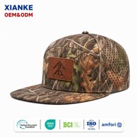 Casquettes de golf et de chasse X&K personnalisées avec logo OEM, en nylon découpé au laser, hydro-collées, imperméables, 5 panneaux, camouflage, pour hommes et enfants