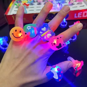 Hot Selling Birthday Party Favors Children LED Light Up Ring Acrylic Flashing Glowing Rings