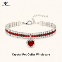 Collier pour chat en strass de cristal avec pendentif cœur, collier scintillant pour chaton avec fermoir mousqueton, collier réglable pour animaux de compagnie
