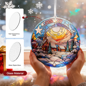 Decoración Navideña Art Deco para el Hogar, Vidrio Estampado con Patrón de Noche Nevada de Invierno para Colgar en la Ventana - Product Image 5