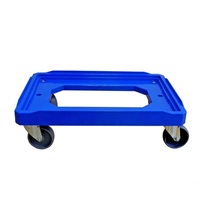 Chariot de manutention robuste en plastique bleu à quatre roues pour entrepôt PLA150A-ZDL