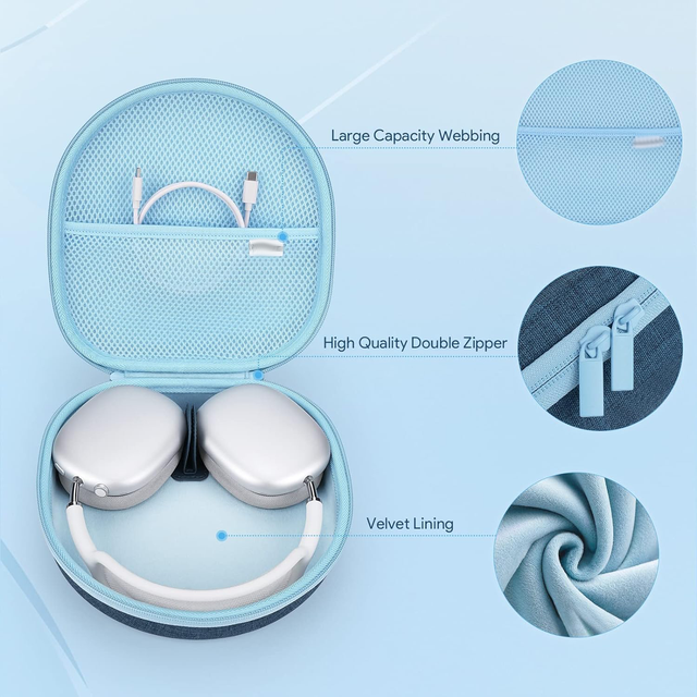 Custom Durable Waterproof Wireless Earphone Case for Apple AirPods Max Hard EVA Carrying Case
