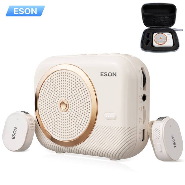 ESON Portable Mini Voice Amplifier for Wireless Microphone Teachers Rechargeable 100dB Sound Intensity Personal Megaphone