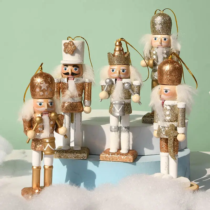 New Arrived Nutcracker Soldier Christmas Hanging Ornaments Wholesale Wooden Nutcracker Christmas Gifts Set