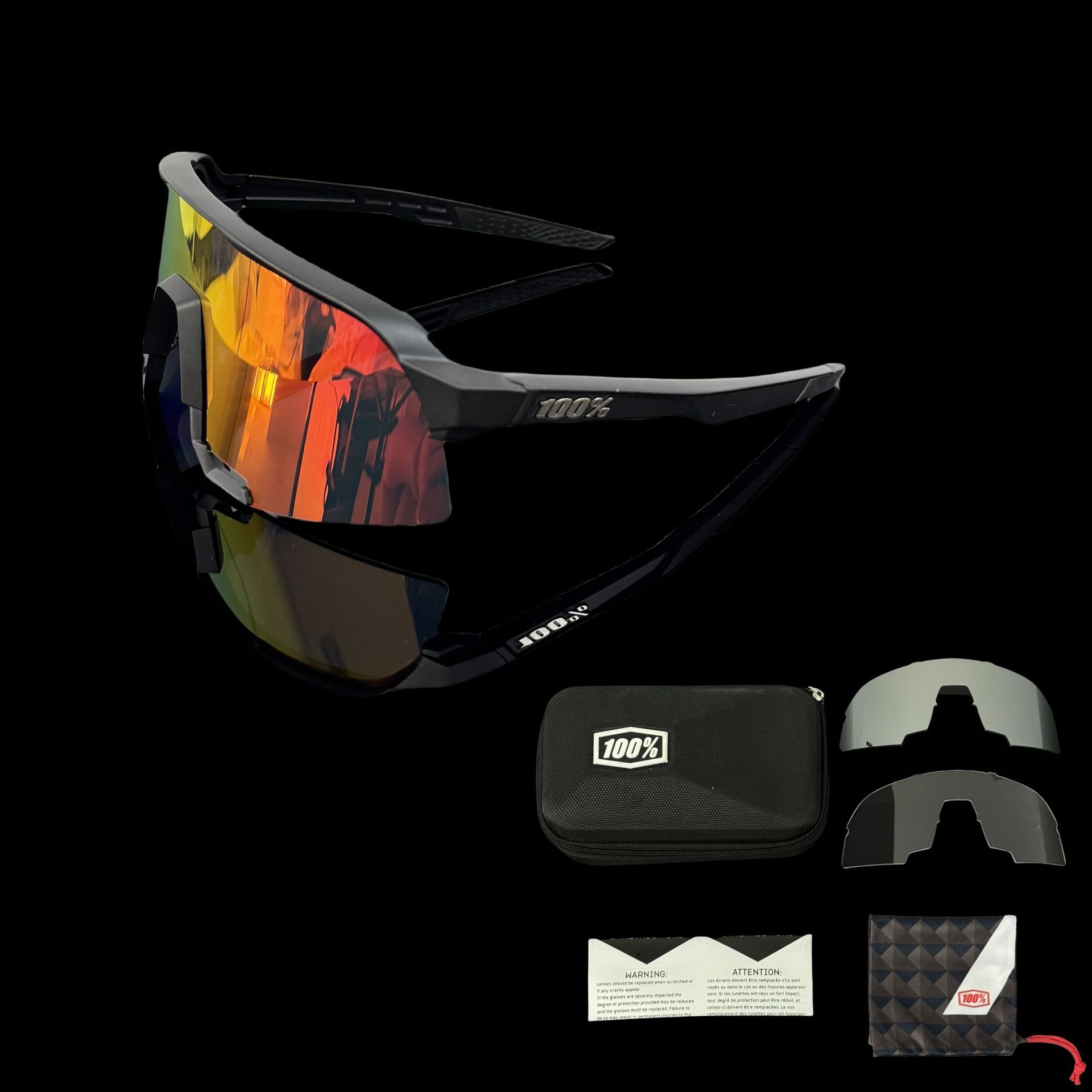 Ensemble de trois objectifs à film rouge à cadre noir