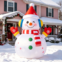 Grand bonhomme de neige gonflable avec écharpe arc-en-ciel, décoration de Noël en tissu Oxford, résistant à l'eau et au soleil, installation facile pour l'extérieur