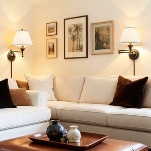 White <b>Bell</b> Fabric Shade <b>Small</b> Round Iron Pendant Light Easy Installation Living Room Chandelier - Product Image 4