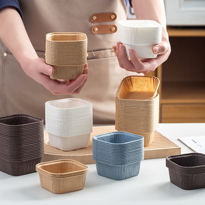 Porta Papel para Repostería, Herramientas para Hornear Pasteles, Vasos de Papel Cuadrados Enrollables Resistentes al Aceite, Utensilios para Hornear, Vasos de Papel Desechables, Equipo para Hornear - Product Image 1