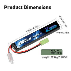Batería Lipo Zeee 3S 11.1V 25C 1300mAh, Batería Tipo Stick 3S con Mini Tamiya - Product Image 4