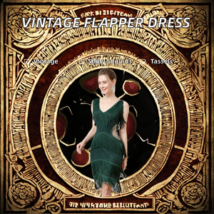 Robe de cocktail vintage élégante pour femme, style Charleston des années 20, fourreau, longueur genou, col en V profond, sans manches, à sequins et pompons, écologique - Product Image 3