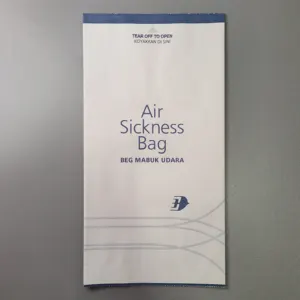 Water Proof Air Sickness Paper Bag With Tie Bin Paper Airline Sick Bags Dongguan Airplane Vomit Bag