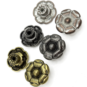 Oem Kim Loại Denim Quần Nút Hoa Hình Dạng Với Lớp Phủ Đặc Biệt Có Thể Giặt Cho Áo Khoác/Quần Cá Nhân Logo - Product Image 4