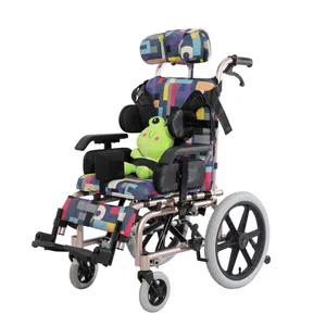 Factory foldable aluminium pediatric manual wheelchair for cerebral palsy children
