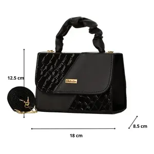 Bolso Bandolera Acolchado Azul Fana Nika de PU con Correa de Cadena y Cierre de Cremallera, Estilo Vintage para Mujer, Uso Diario - Product Image 3