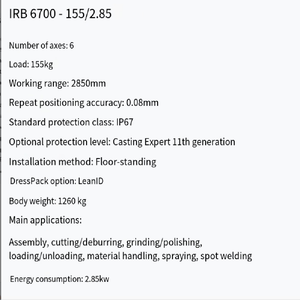 Motor de CA para Robot Industrial ABB IRB6700-155/2.85 para Automatización - Manipulación de Cobre y Acero, Carga/Descarga, Pulverización, Soldadura por Puntos - Product Image 1